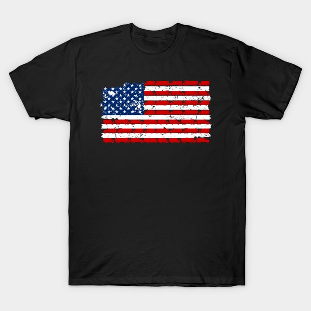 Retro American Flag Truck Lover T-Shirt by A-Buddies